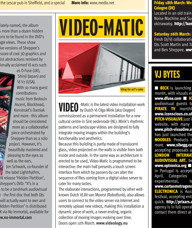 Article about Video-Matic in DJ Magazine (UK) 2003